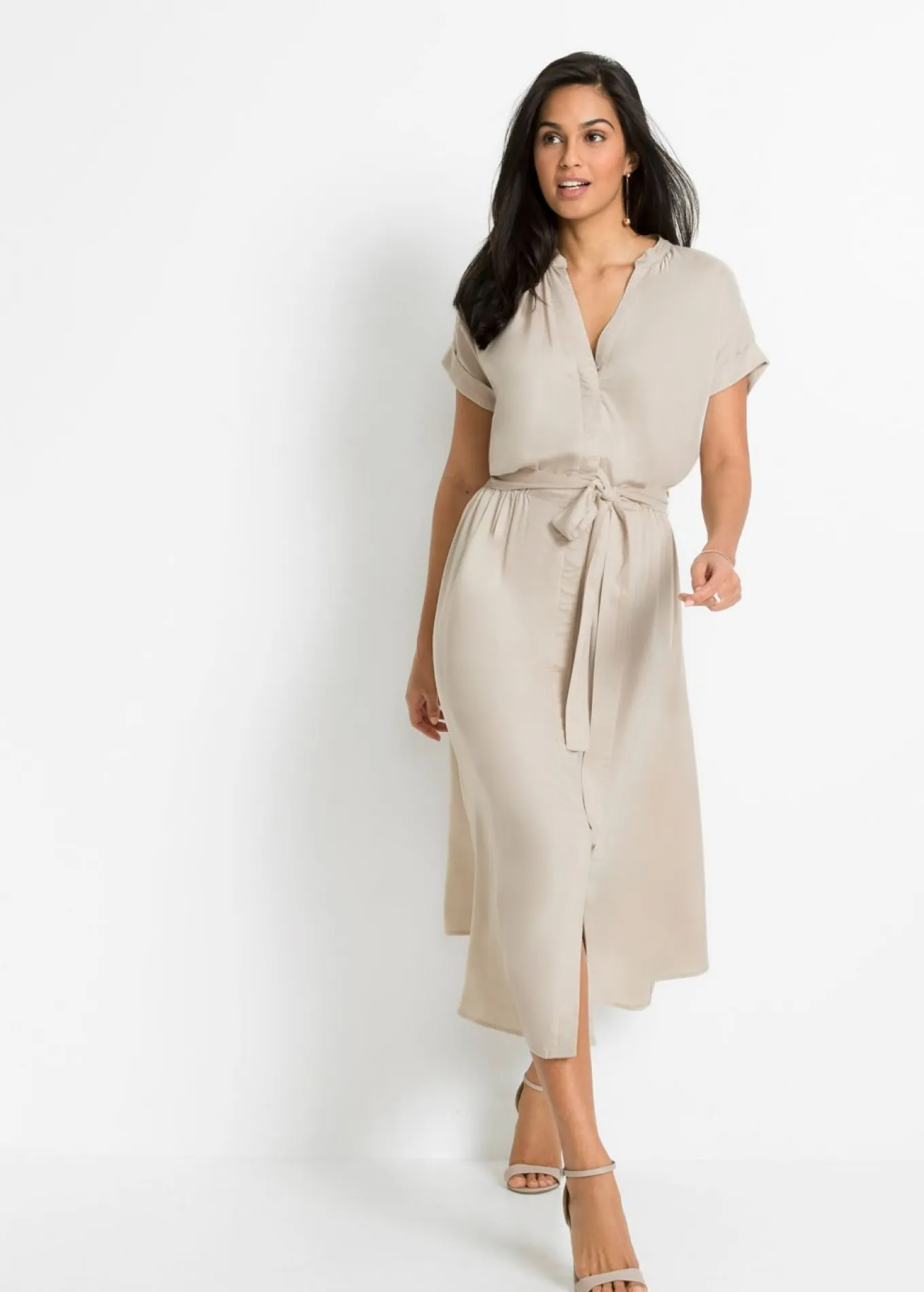 Vestido camisero de viscosa fluida