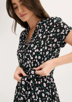 Vestido camisero de viscosa fluida