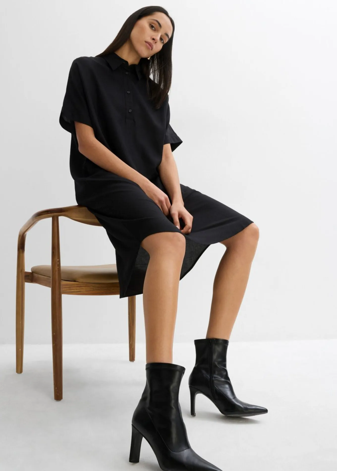 Vestido camisero de viscosa fina