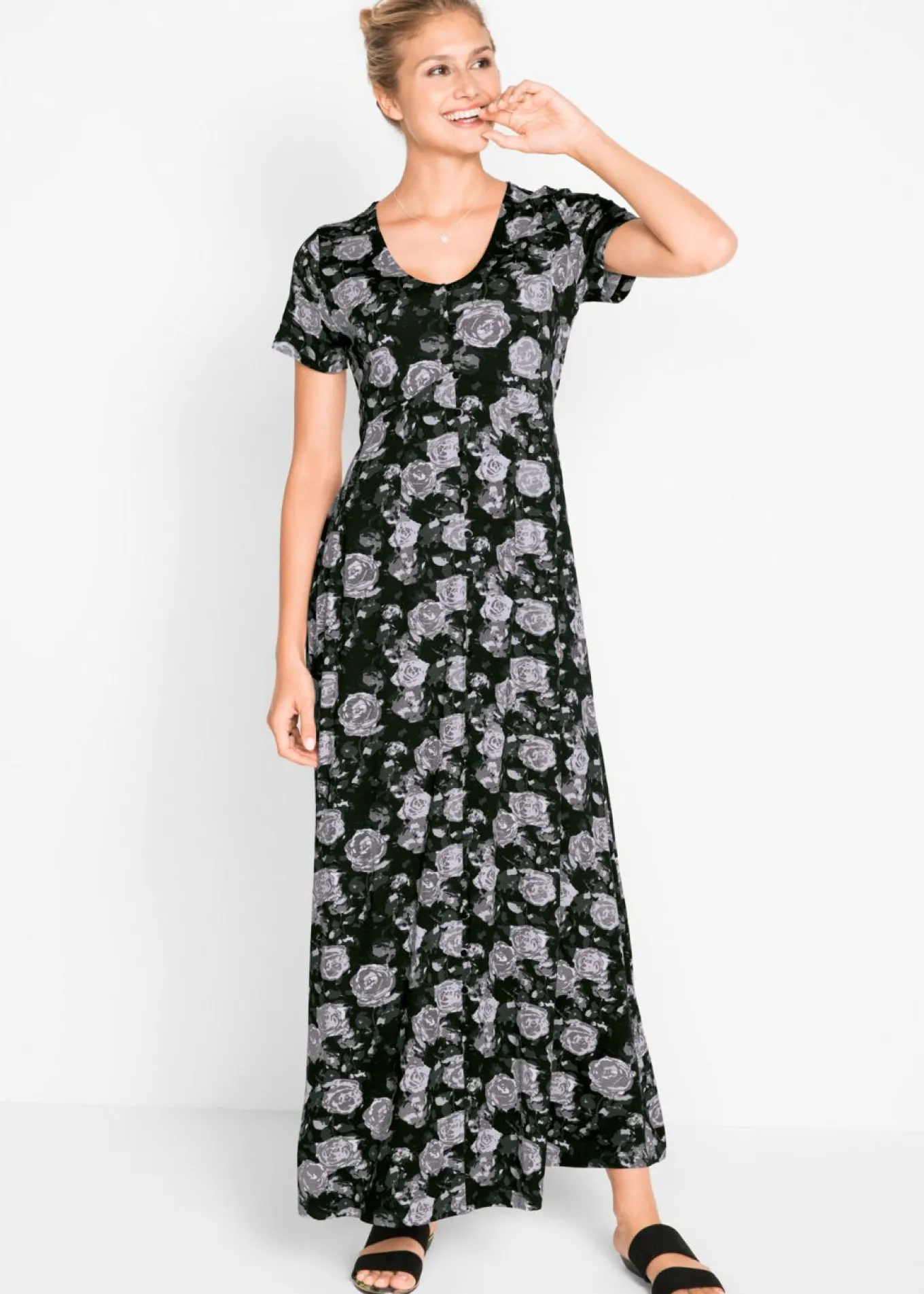 Vestido camisero largo de mezcla de viscosa fluida