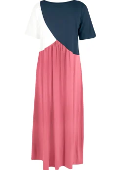 Vestido camisero largo y ancho en mezcla de algodón y viscosa
