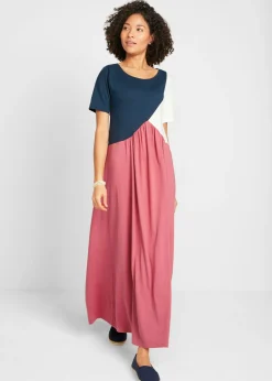 Vestido camisero largo y ancho en mezcla de algodón y viscosa