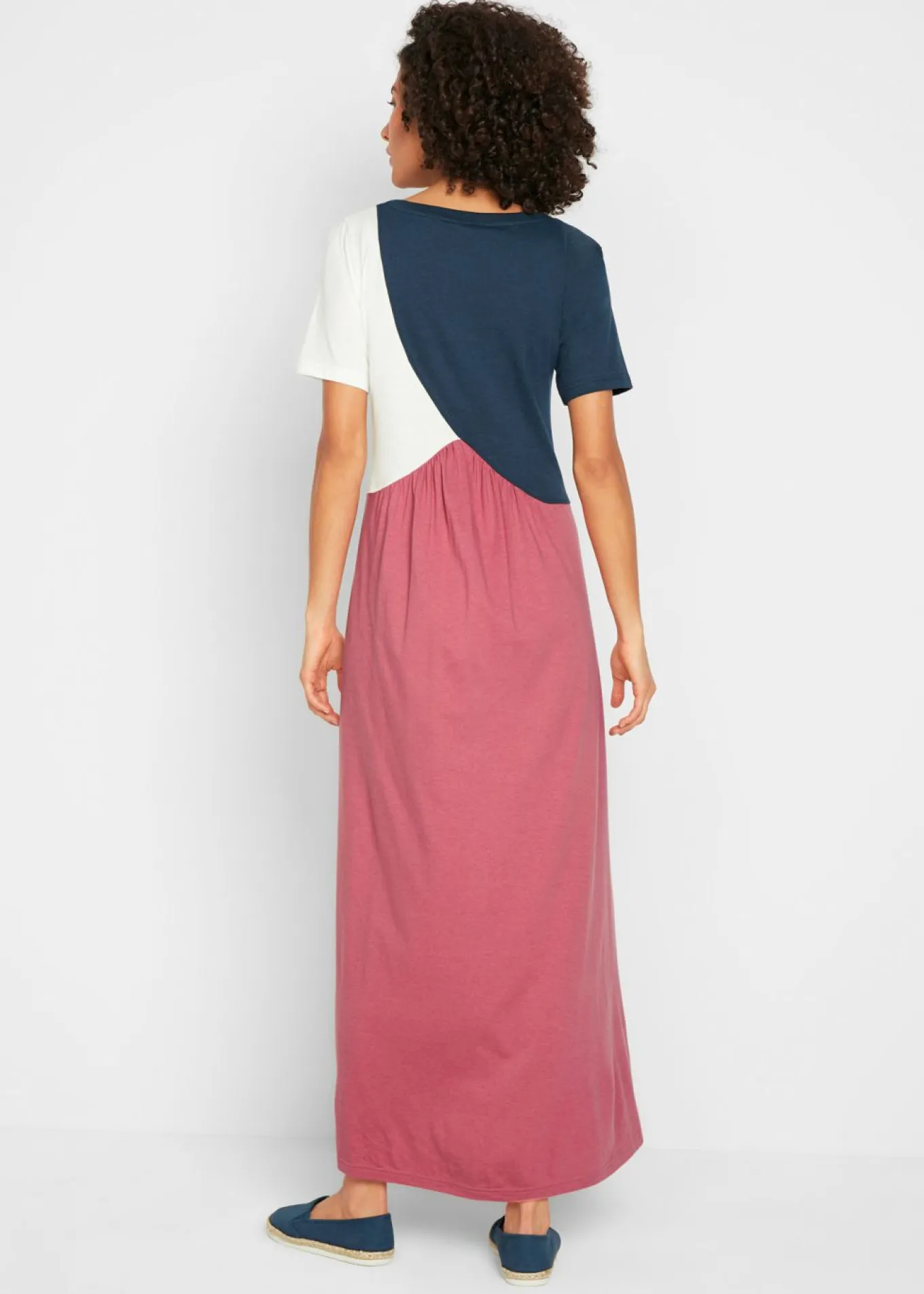 Vestido camisero largo y ancho en mezcla de algodón y viscosa