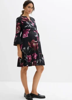 Vestido camisero premamá/de lactancia de satén de algodón orgánico puro
