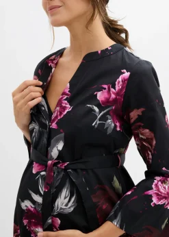 Vestido camisero premamá/de lactancia de satén de algodón orgánico puro