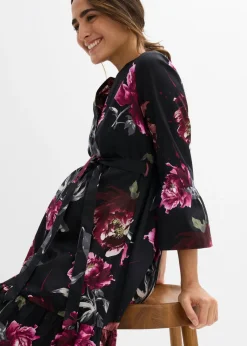 Vestido camisero premamá/de lactancia de satén de algodón orgánico puro