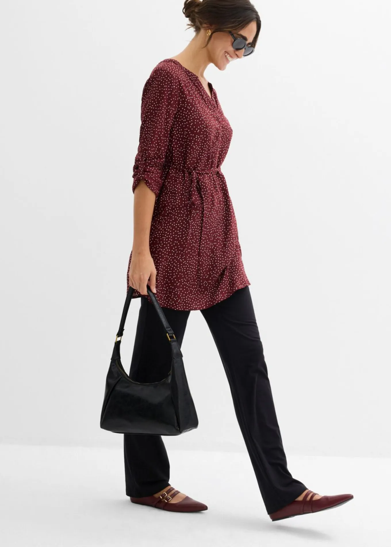Vestido camisero premamá/de lactancia 2 en 1 de viscosa fluida