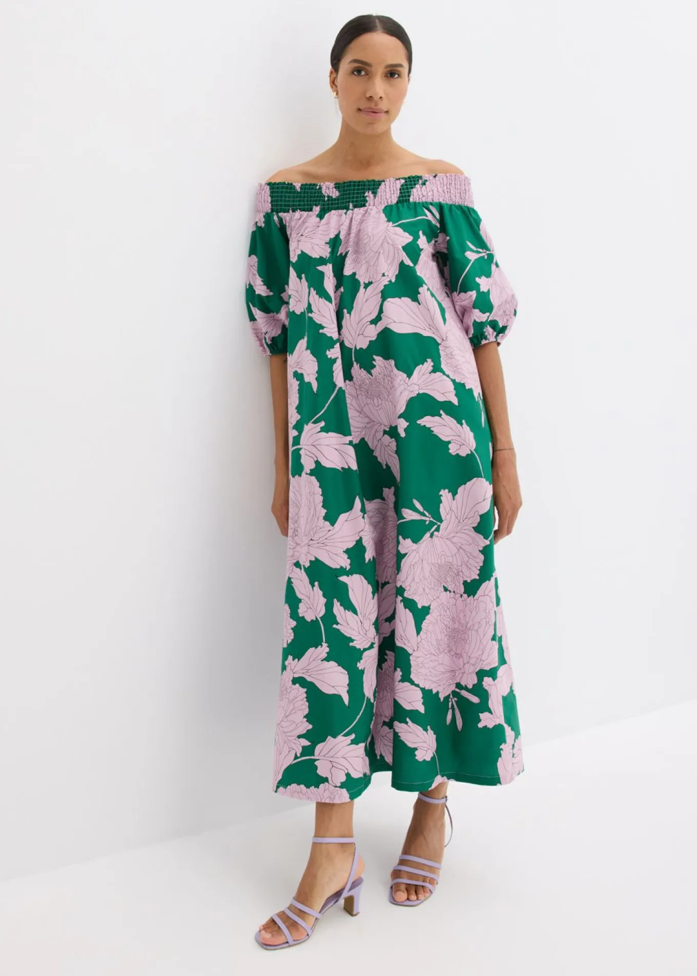 Vestido con escote bañera de algodón puro