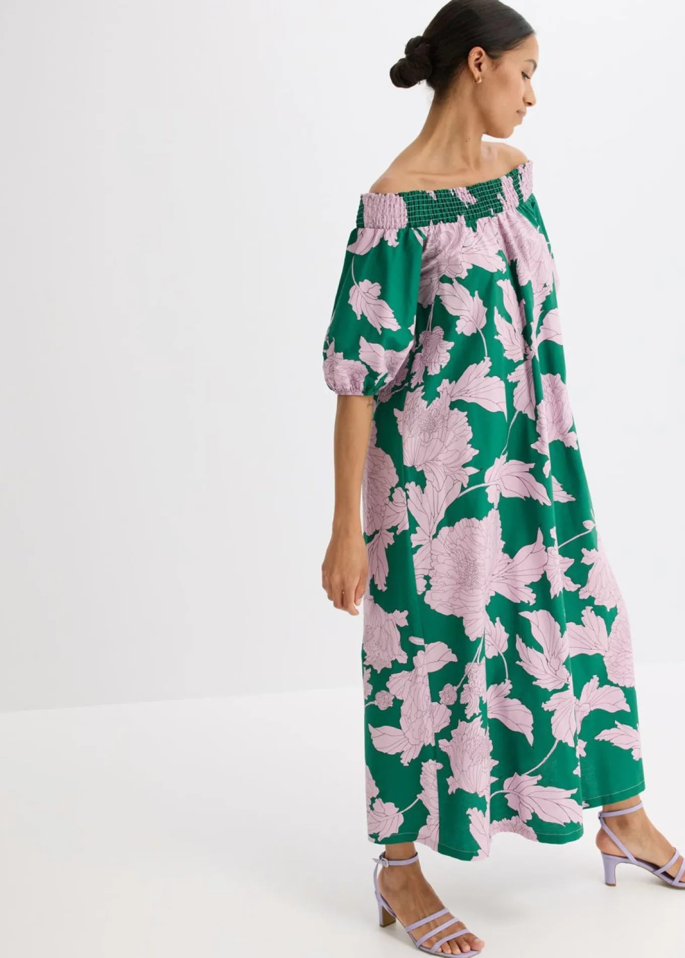 Vestido con escote bañera de algodón puro