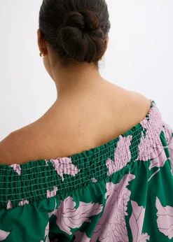 Vestido con escote bañera de algodón puro