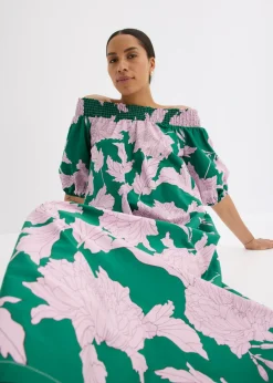 Vestido con escote bañera de algodón puro