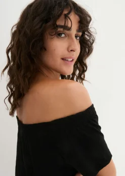 Vestido con escote bañera de punto