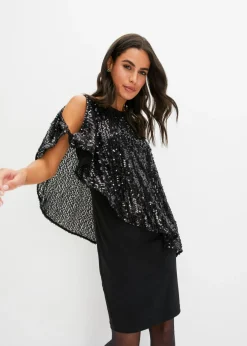 Vestido con hombros al descubierto y lentejuelas