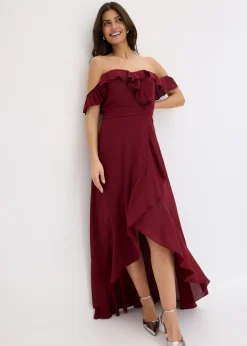 Vestido con volantes y escote bañera