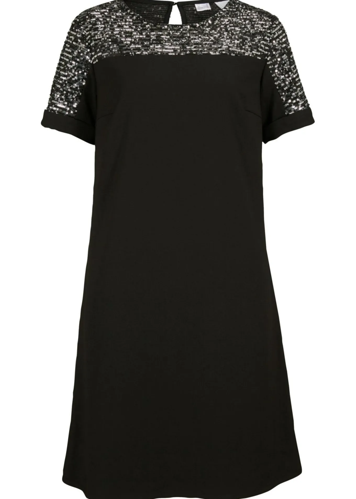 Vestido corto con inserto de lentejuelas
