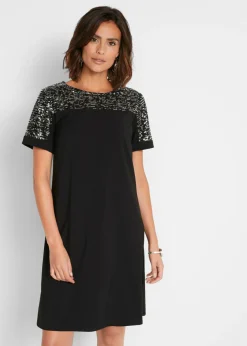 Vestido corto con inserto de lentejuelas