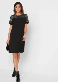 Vestido corto con inserto de lentejuelas