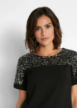 Vestido corto con inserto de lentejuelas