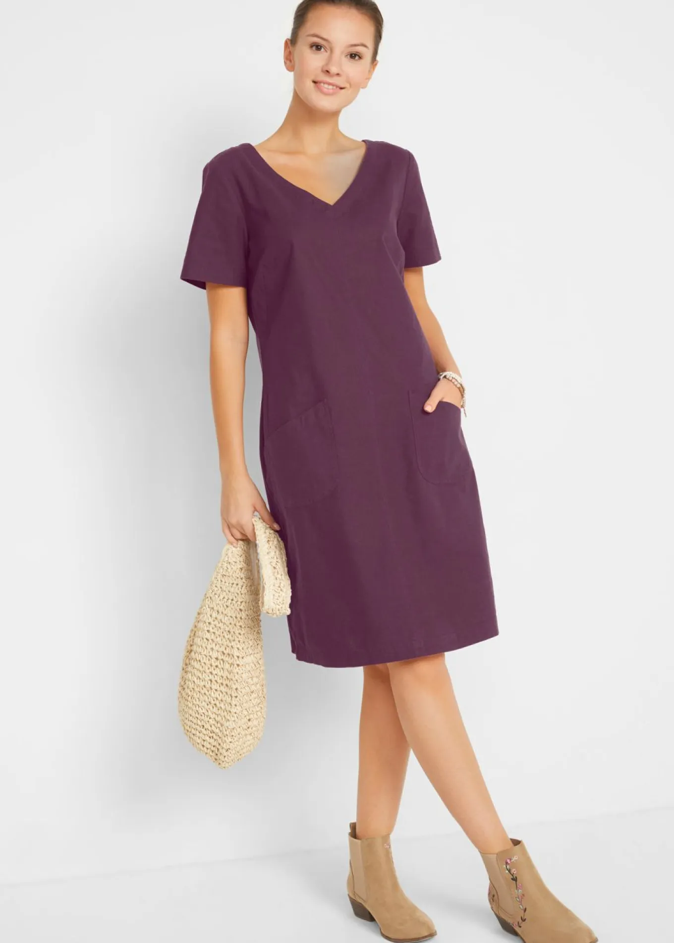 Vestido corto con lino