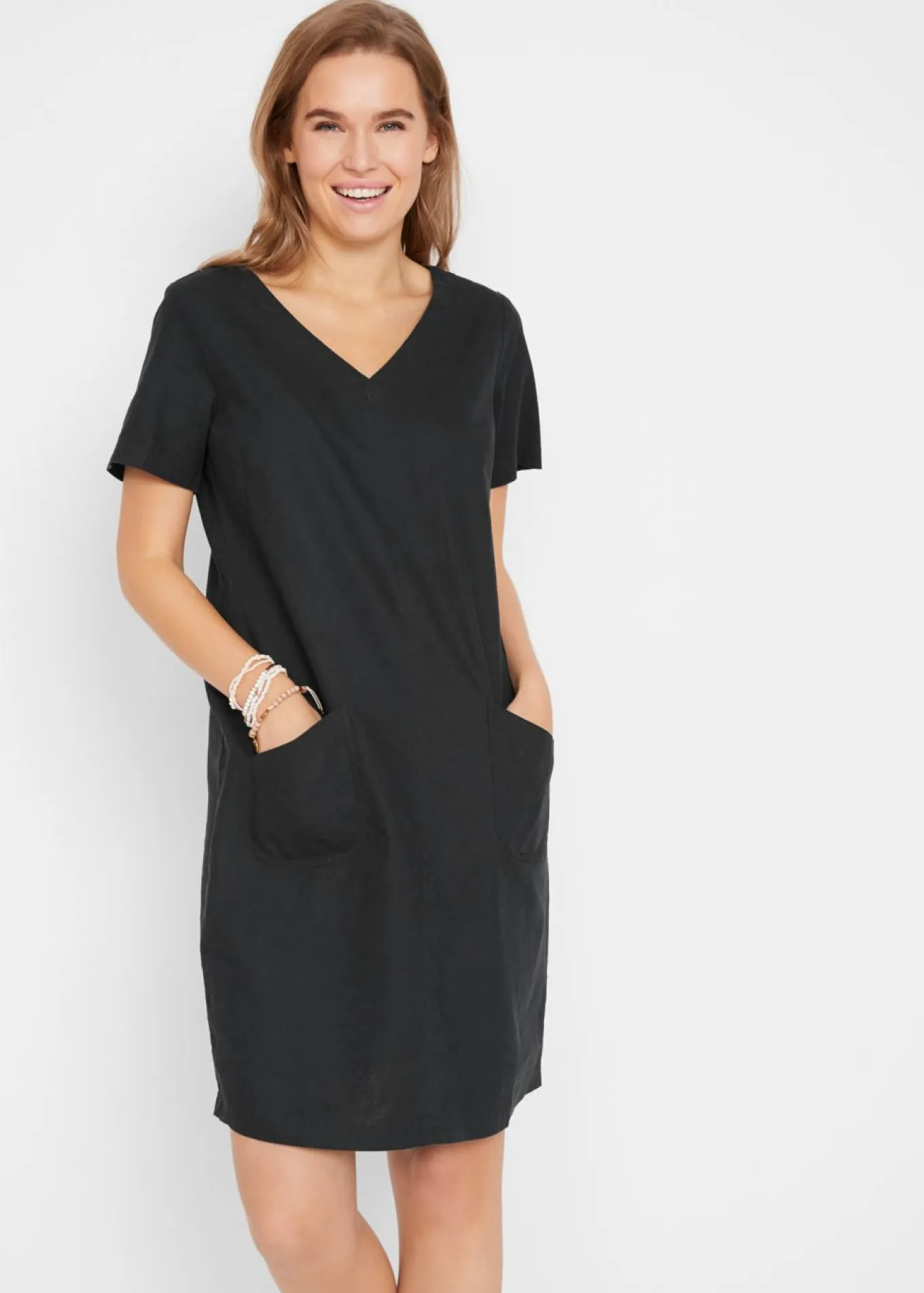 Vestido corto con lino