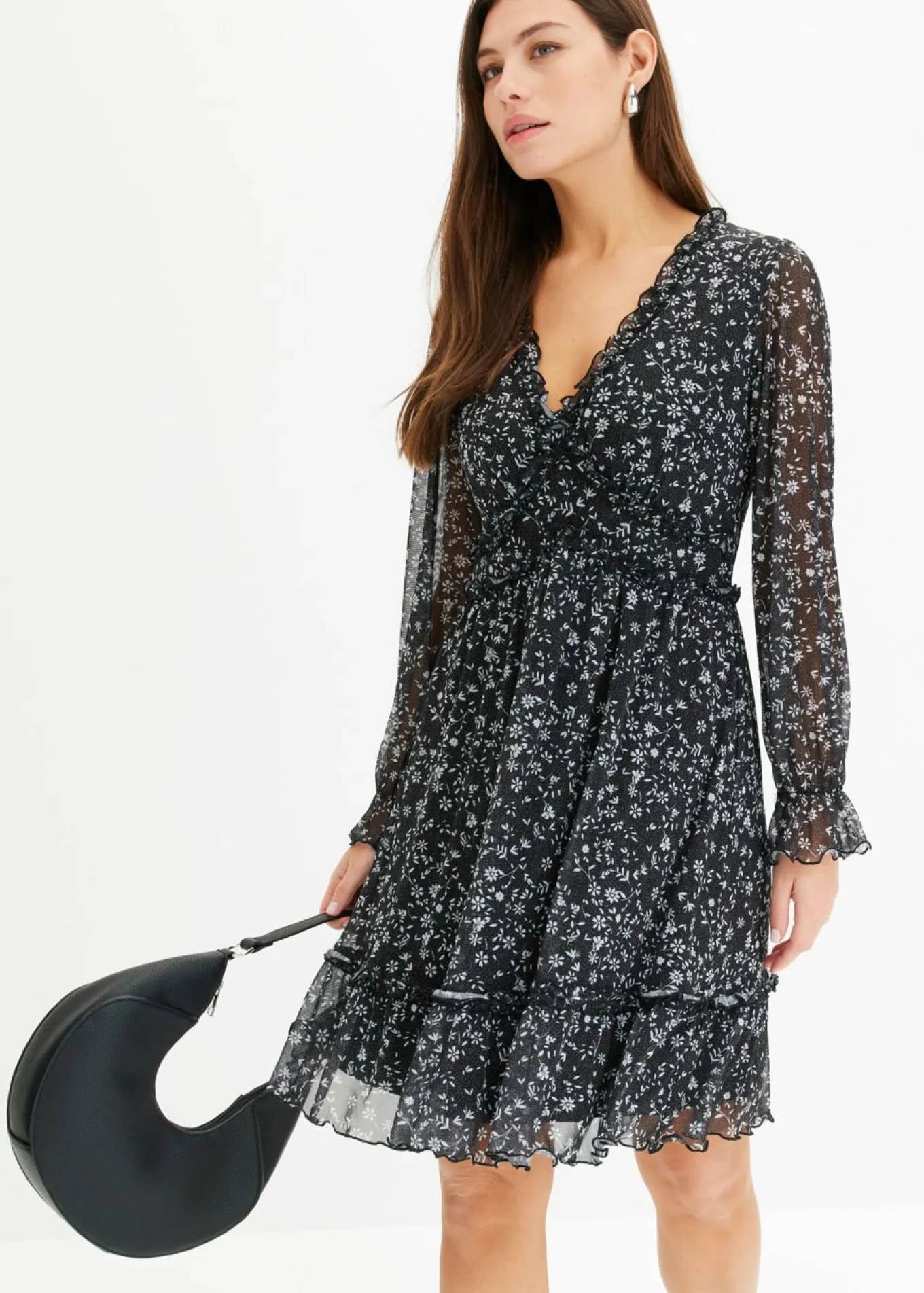Vestido corto de malla fina