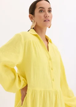 Vestido corto de muselina con paneles