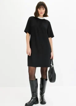 Vestido corto de neopreno con cuello alto