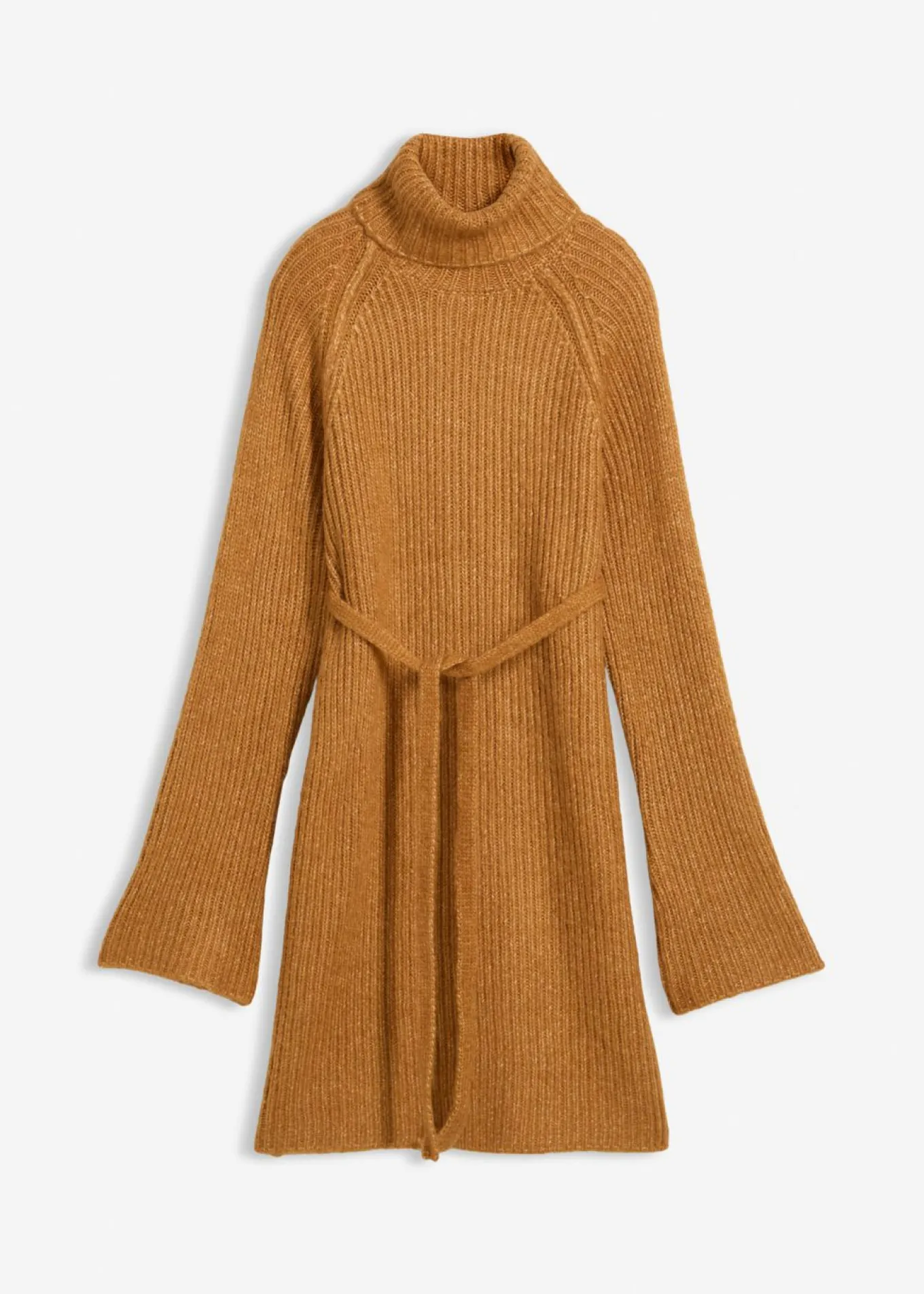 Vestido corto de punto acanalado con cuello vuelto