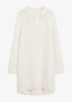 Vestido corto de punto con lazo de satén y ligeras transparencias