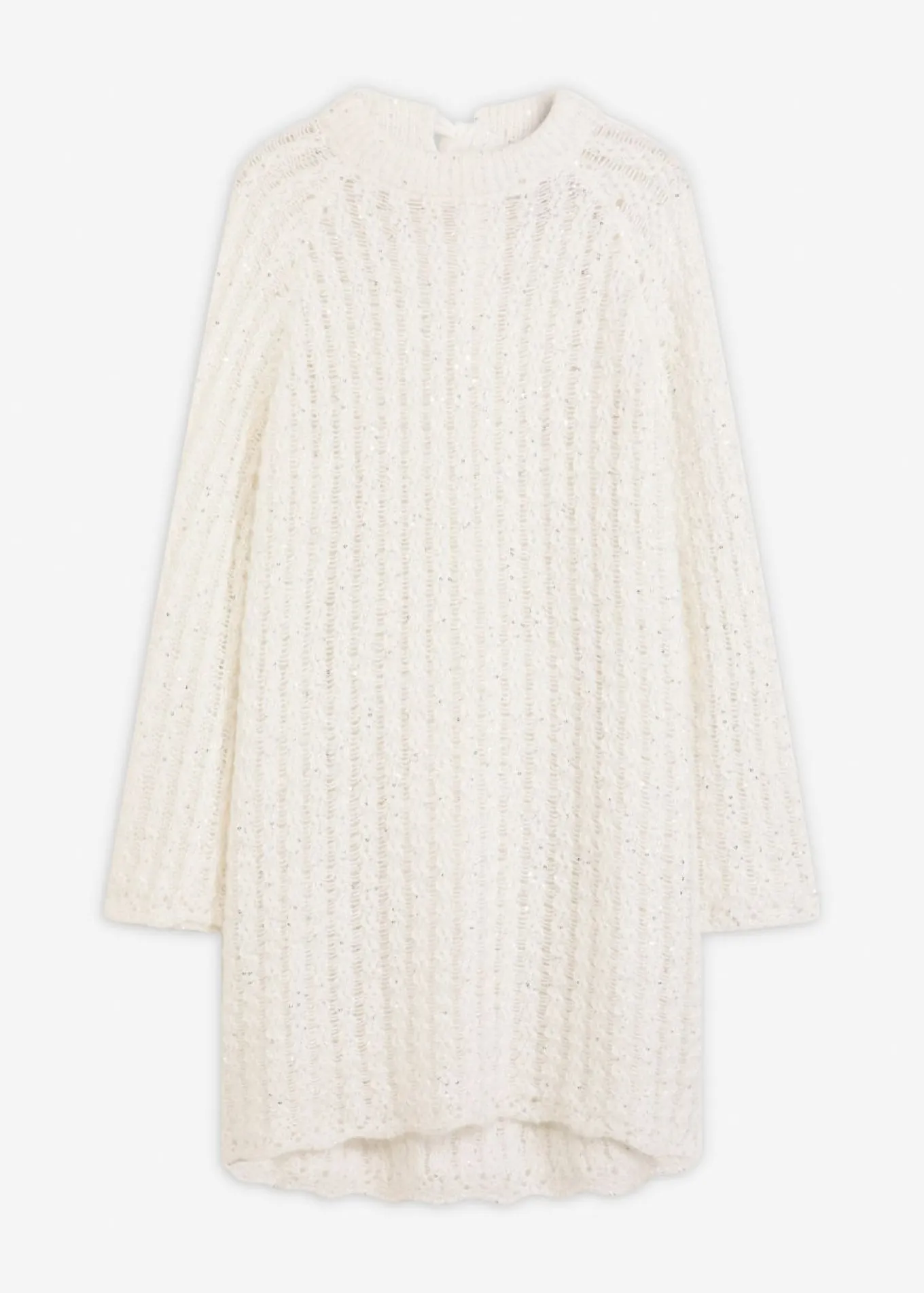 Vestido corto de punto con lazo de satén y ligeras transparencias
