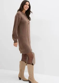 Vestido corto de punto con botones