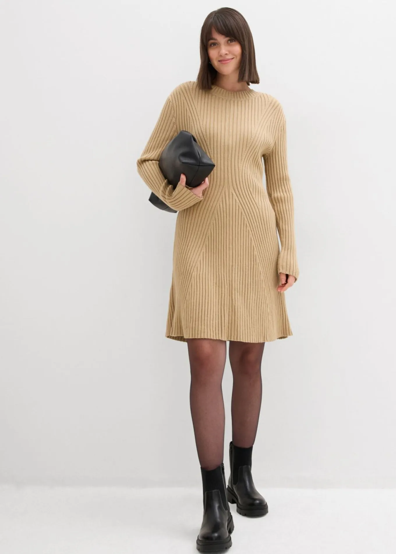 Vestido corto de punto de suave mezcla de viscosa