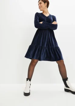 Vestido corto de terciopelo elástico
