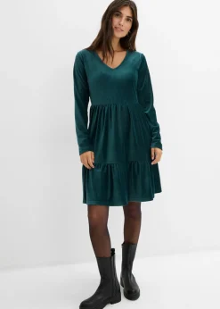 Vestido corto de terciopelo elástico