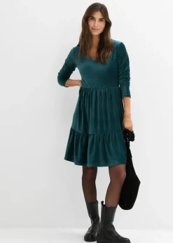 Vestido corto de terciopelo elástico