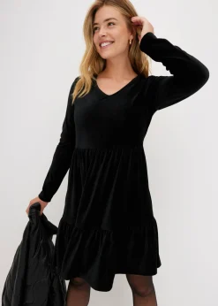 Vestido corto de terciopelo elástico