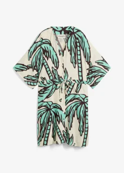 Vestido corto de viscosa fluida con mangas tipo kimono