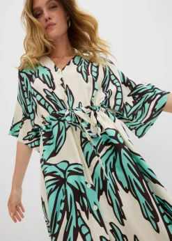Vestido corto de viscosa fluida con mangas tipo kimono