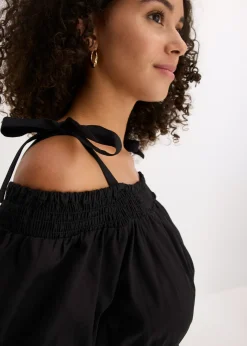 Vestido de algodón orgánico puro con hombros al descubierto