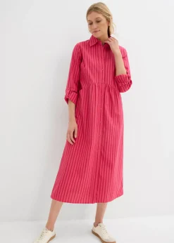 Vestido de algodón puro con cuello de camisa