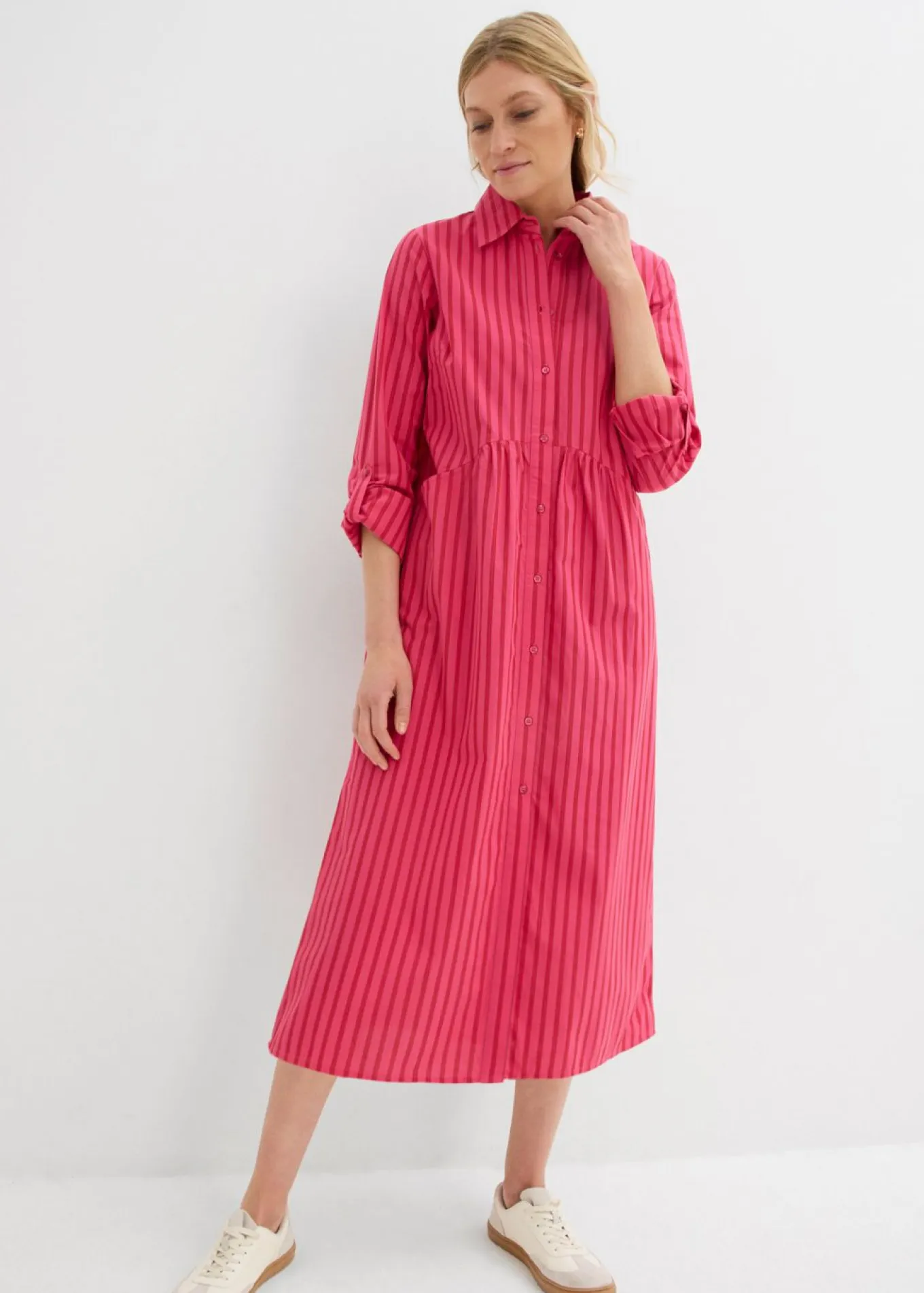 Vestido de algodón puro con cuello de camisa