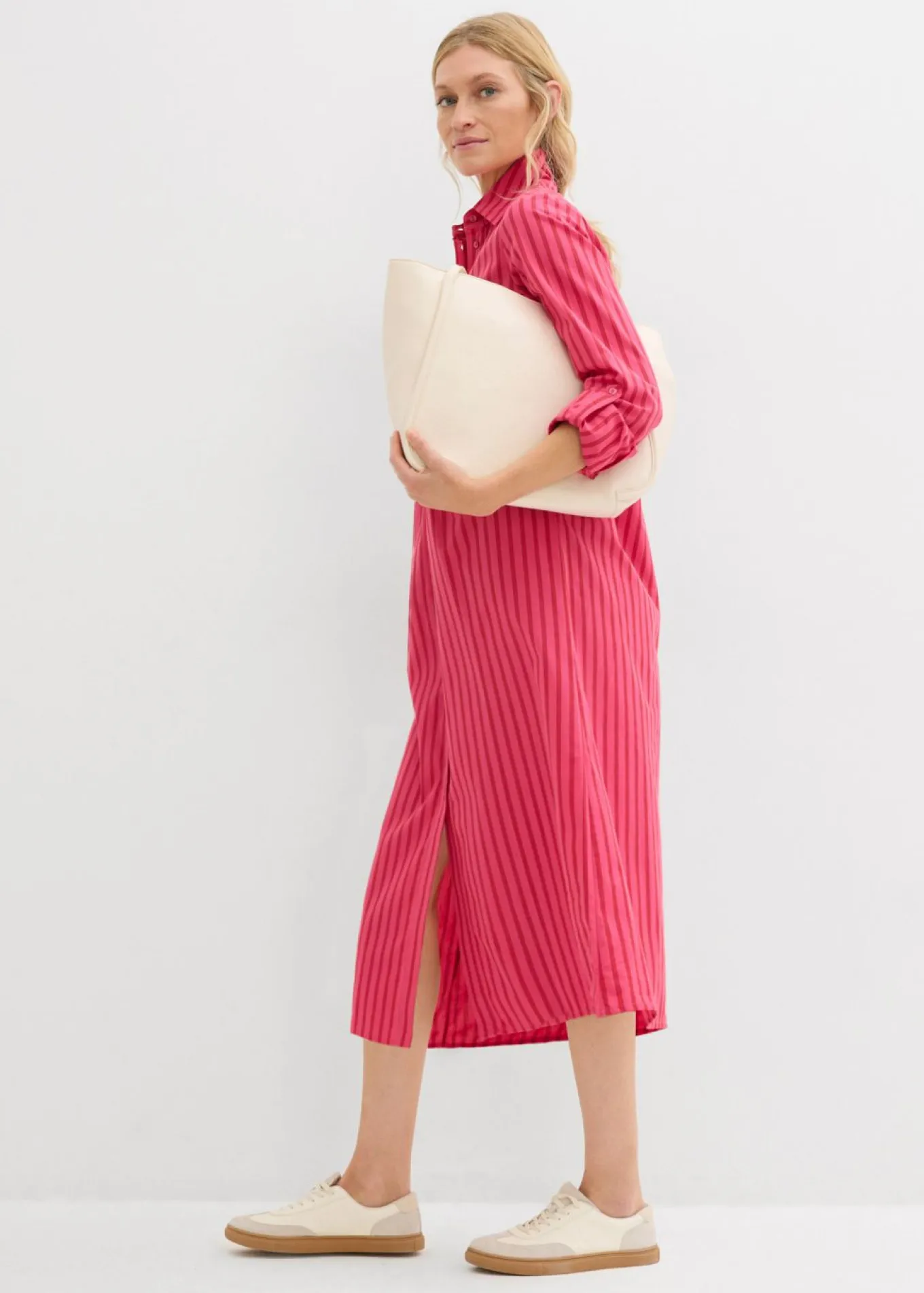 Vestido de algodón puro con cuello de camisa