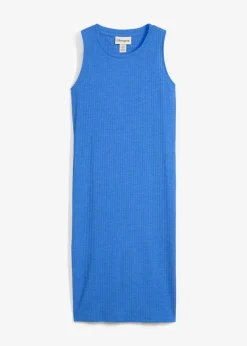 Vestido de canalé de mezcla de viscosa fluida con aberturas laterales