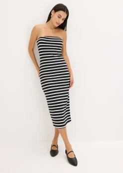Vestido de canalé tipo bandeau