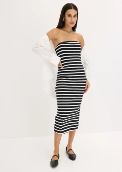 Vestido de canalé tipo bandeau