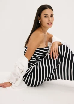 Vestido de canalé tipo bandeau