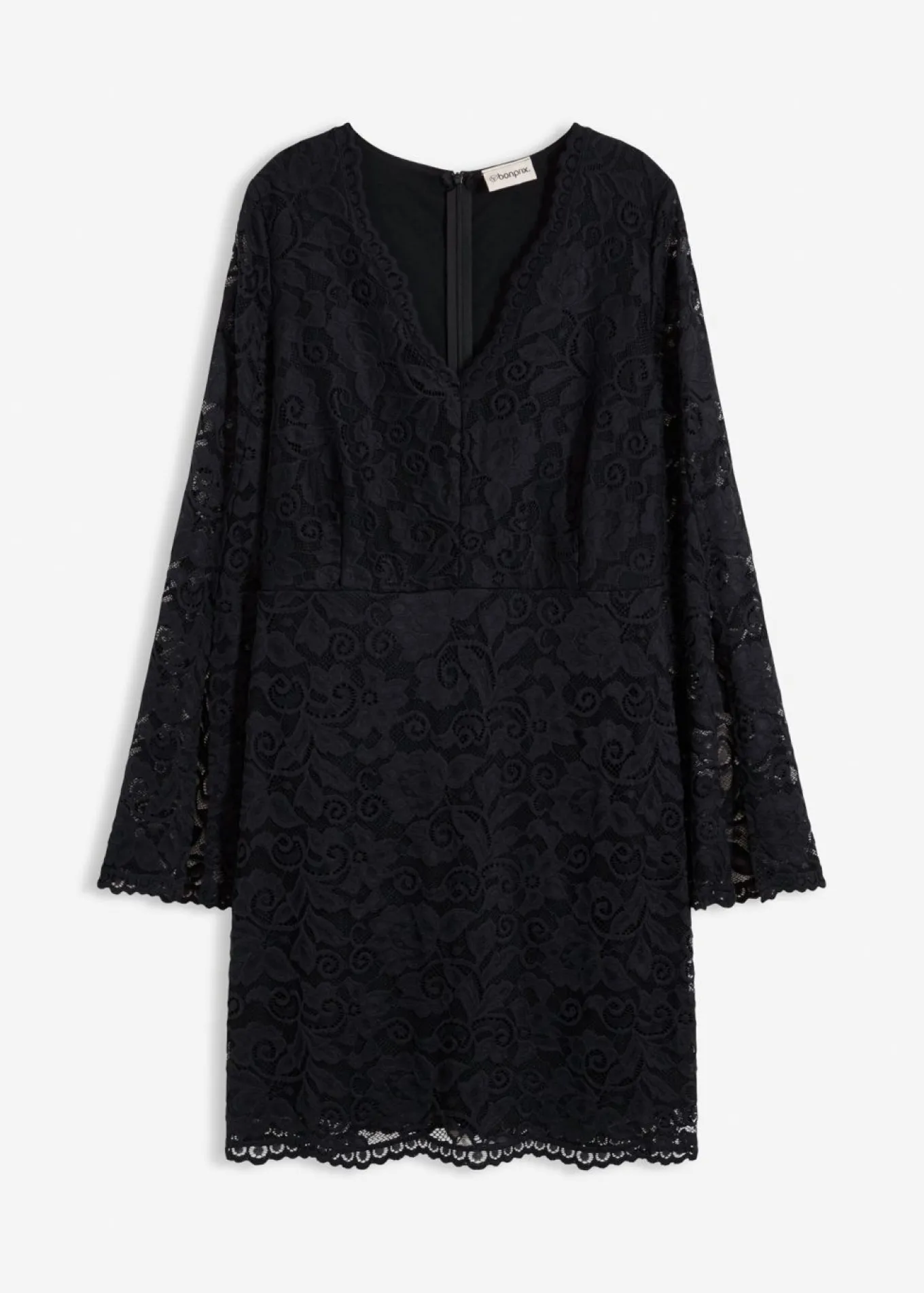 Vestido de encaje con mangas acampanadas
