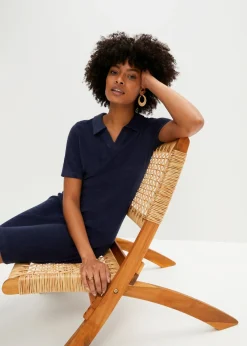 Vestido de froté hasta la rodilla con cuello tipo polo