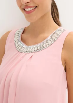 Vestido de gasa con aplicación de piedras