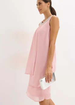 Vestido de gasa con aplicación de piedras